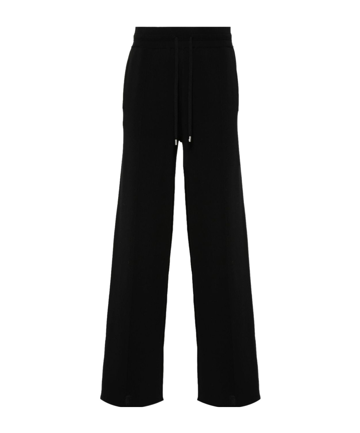 Pinko Wide-leg Trousers In Stretch Cotton Blend Techno Fabric In Black