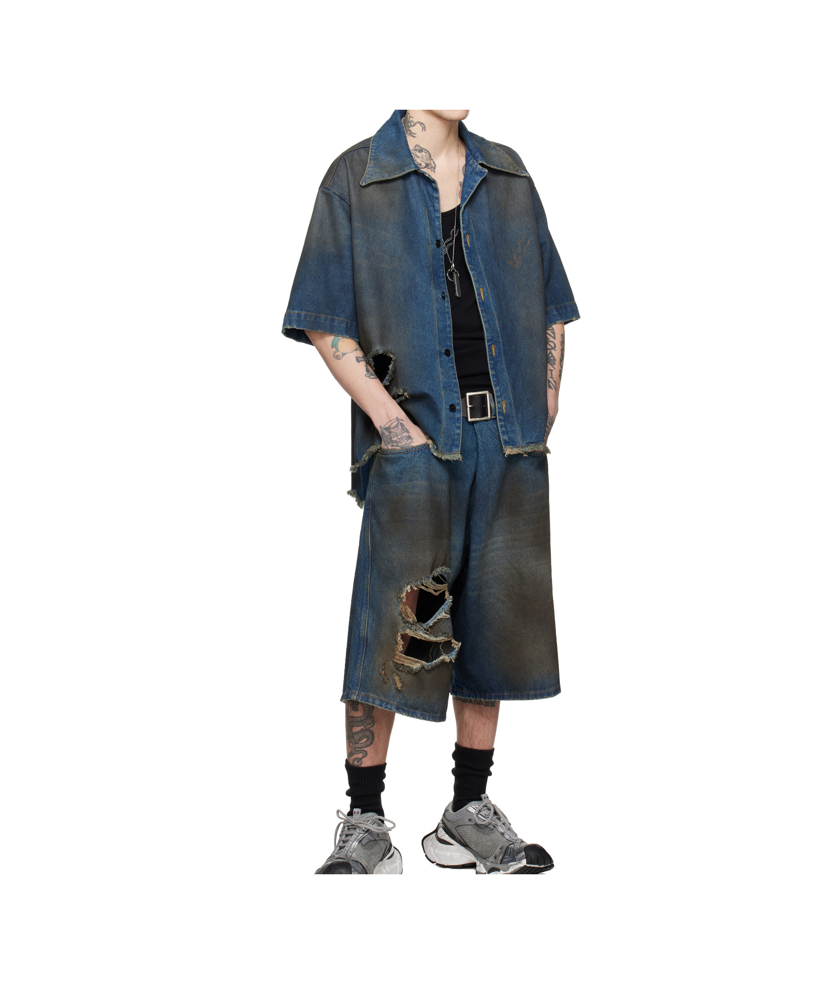 Lu'u Dan Blue Boxy Denim Shirt In Blue