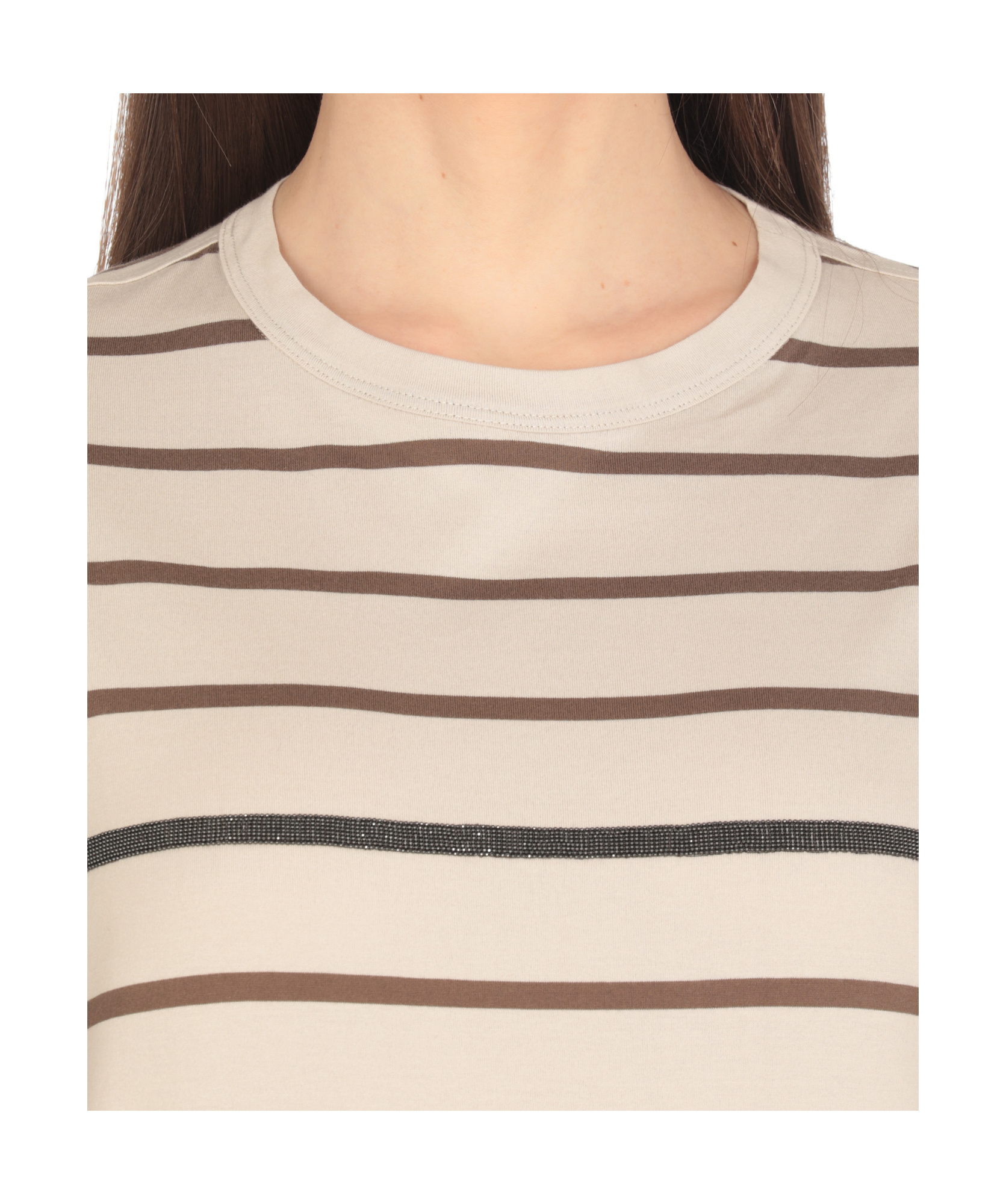 Brunello Cucinelli Striped Crew Neck T-shirt In White