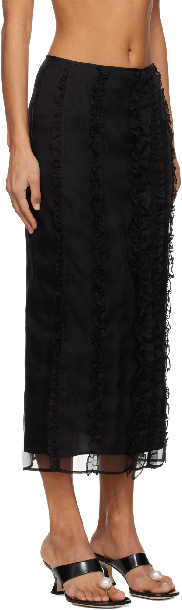 Cecilie Bahnsen Ruffled Midi Skirt In Black