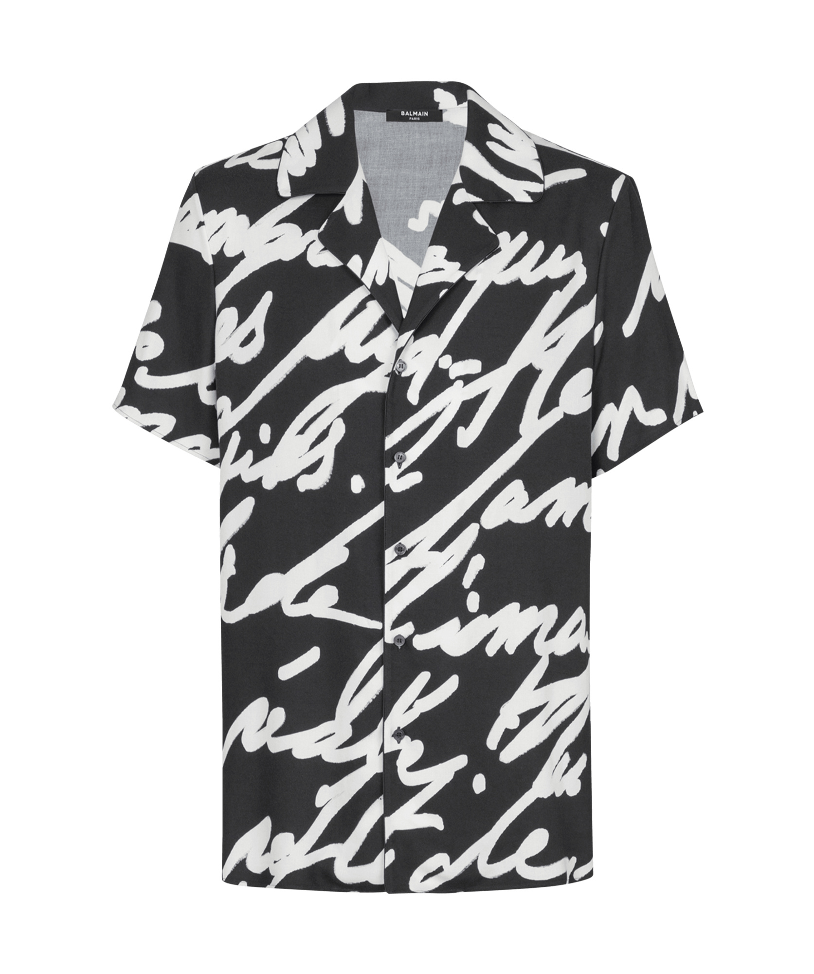 Shop Balmain Twill Pyjama Shirt With 'love Letter' Print In Black