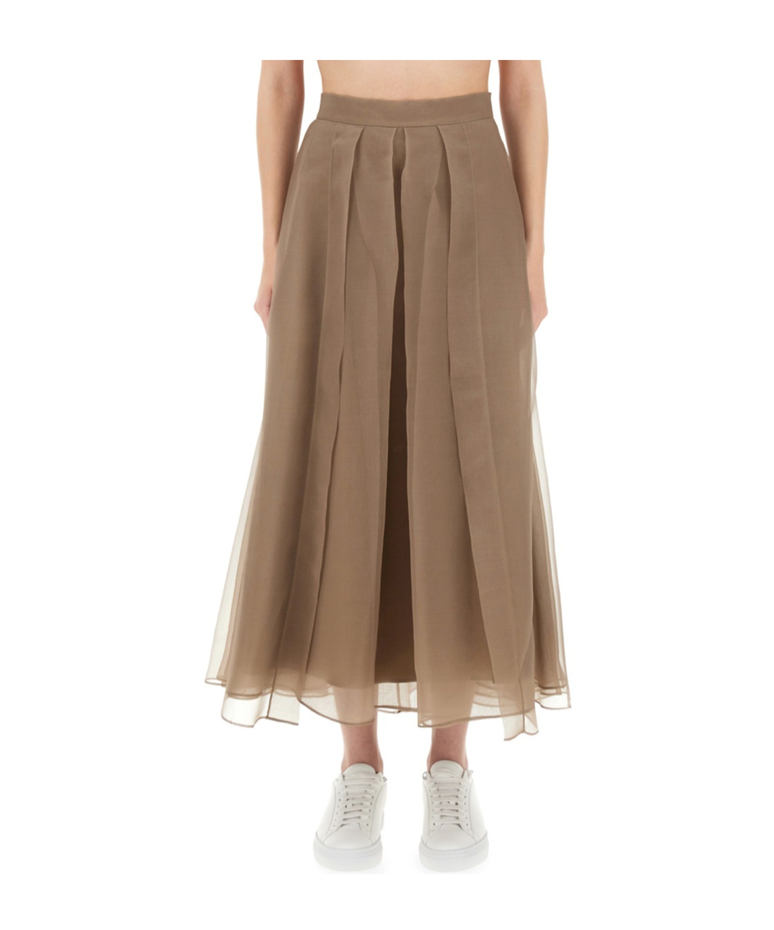 Brunello Cucinelli "paneled Circle" Skirt In Brown