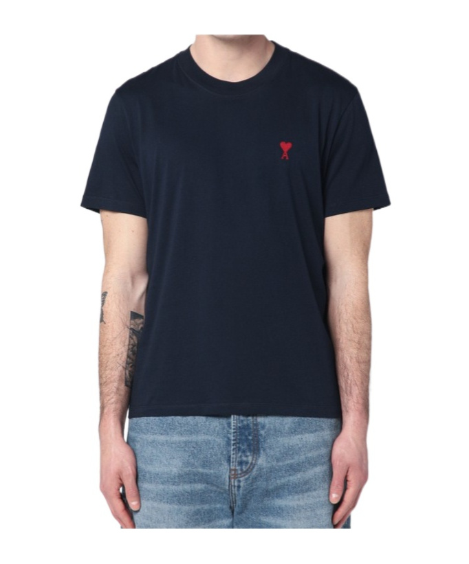 Ami Alexandre Mattiussi Logo-embroidered Organic Cotton-jersey T-shirt In Black