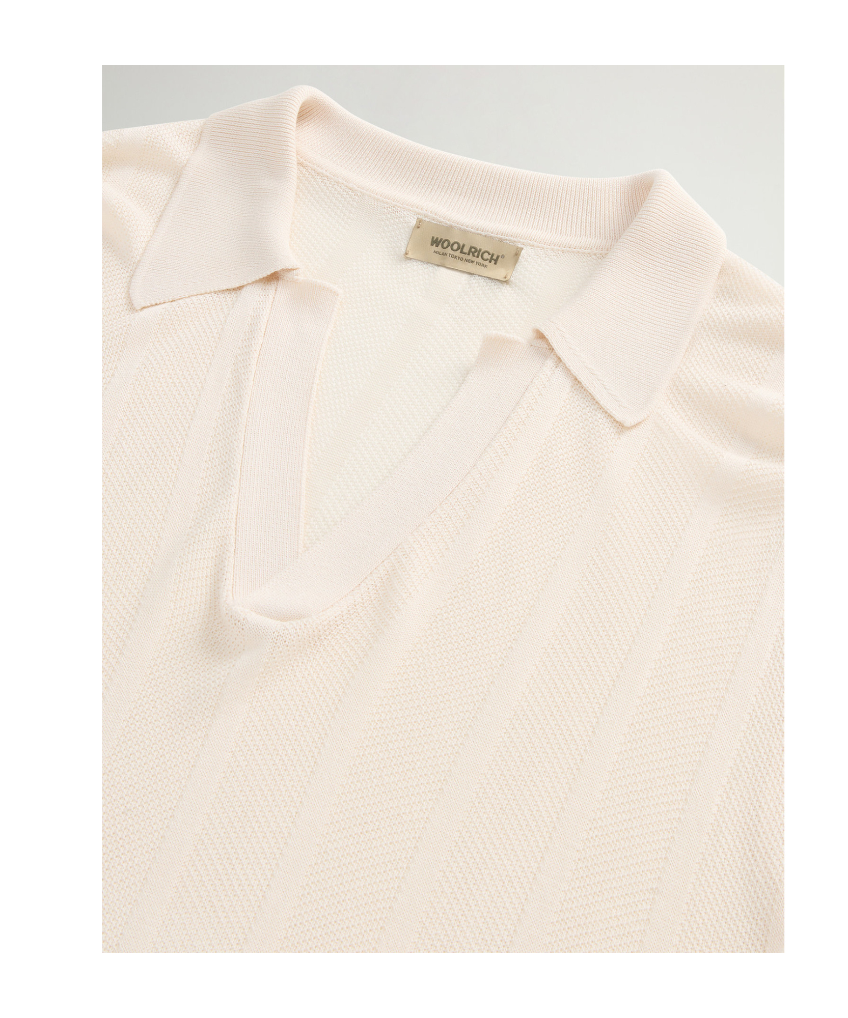 Woolrich Striped Polo Top In White