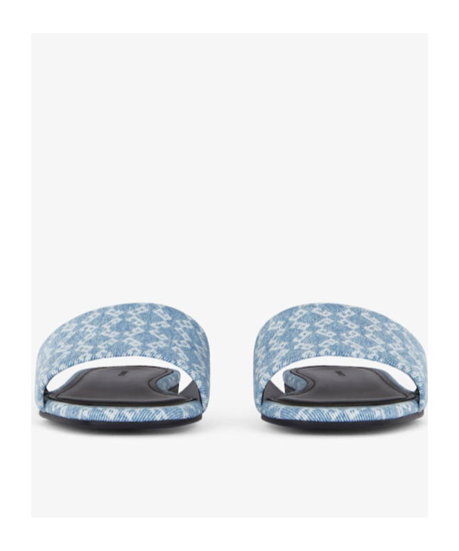 Givenchy 4g Flat Mules In Raffia In Blue