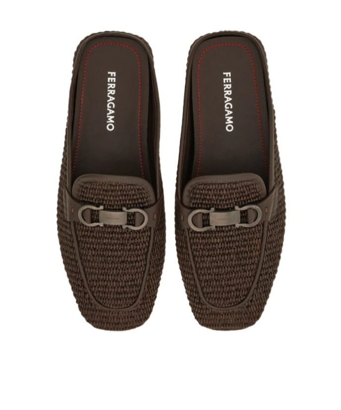 Ferragamo Mule With Gancini Ornament In Brown