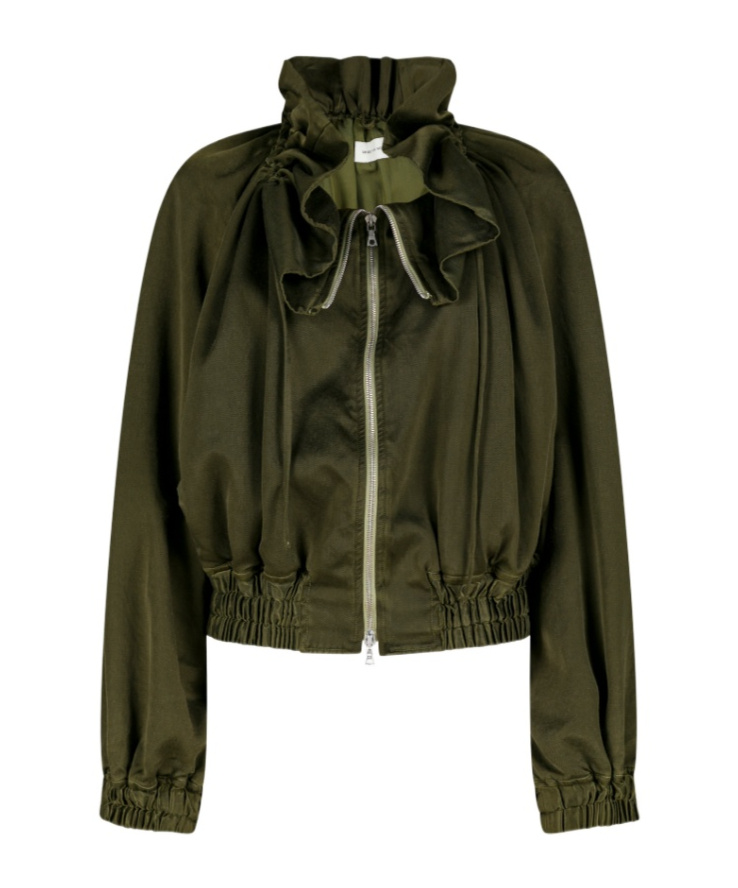 Dries Van Noten Lightweight Cocoon Zip Jacket In Khaki Women In Green