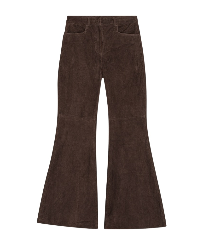 Remain Birger Christensen Flared Suede Trousers In Brown