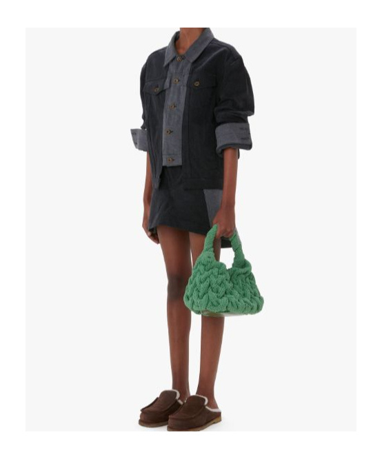 Jw Anderson Logo-appliqué Layered Denim Jacket In Black