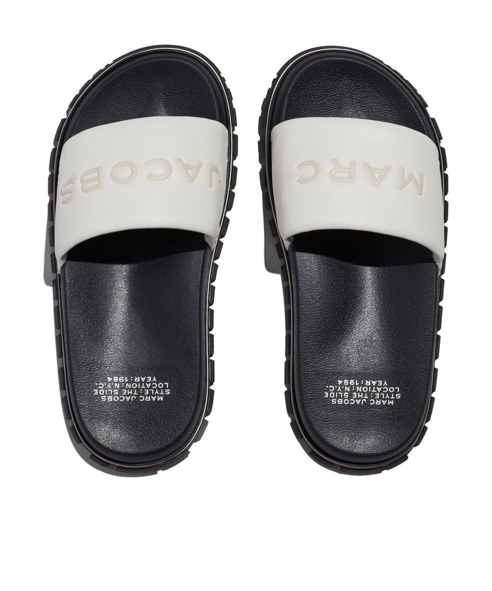 Marc Jacobs The Leather Slide Logo-embossed Slides In White