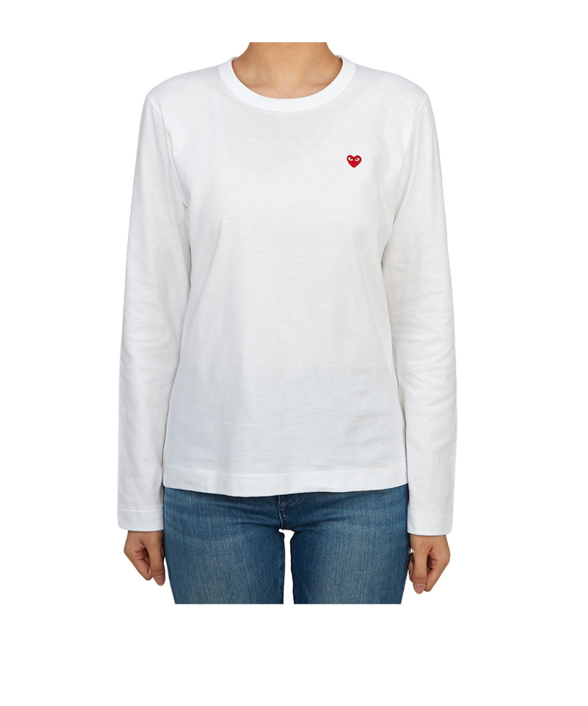 Comme Des Garçons Play Chest Logo-patch T-shirt In White