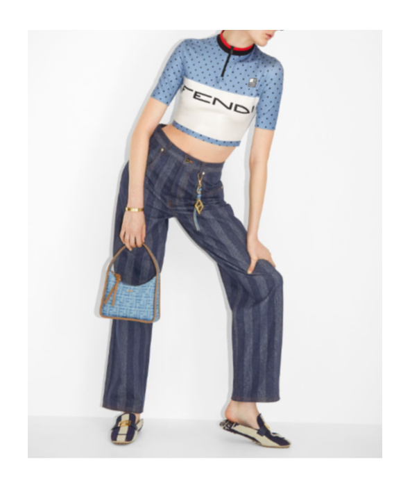 FENDI LIGHT BLUE POLKA DOT LYCRA TOP