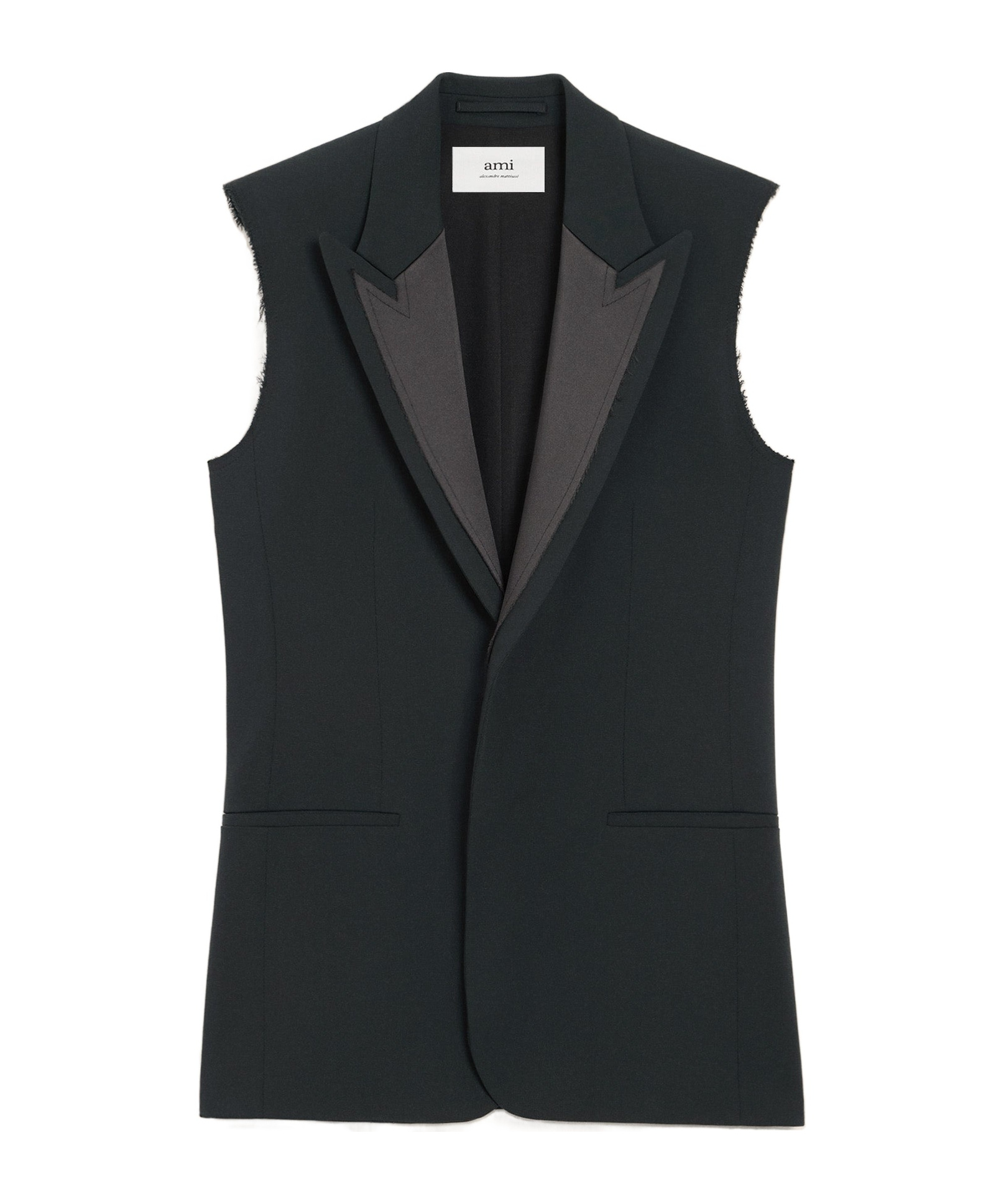 Ami Alexandre Mattiussi Ami Paris Anthracite Grey Wool Vest Women In Black