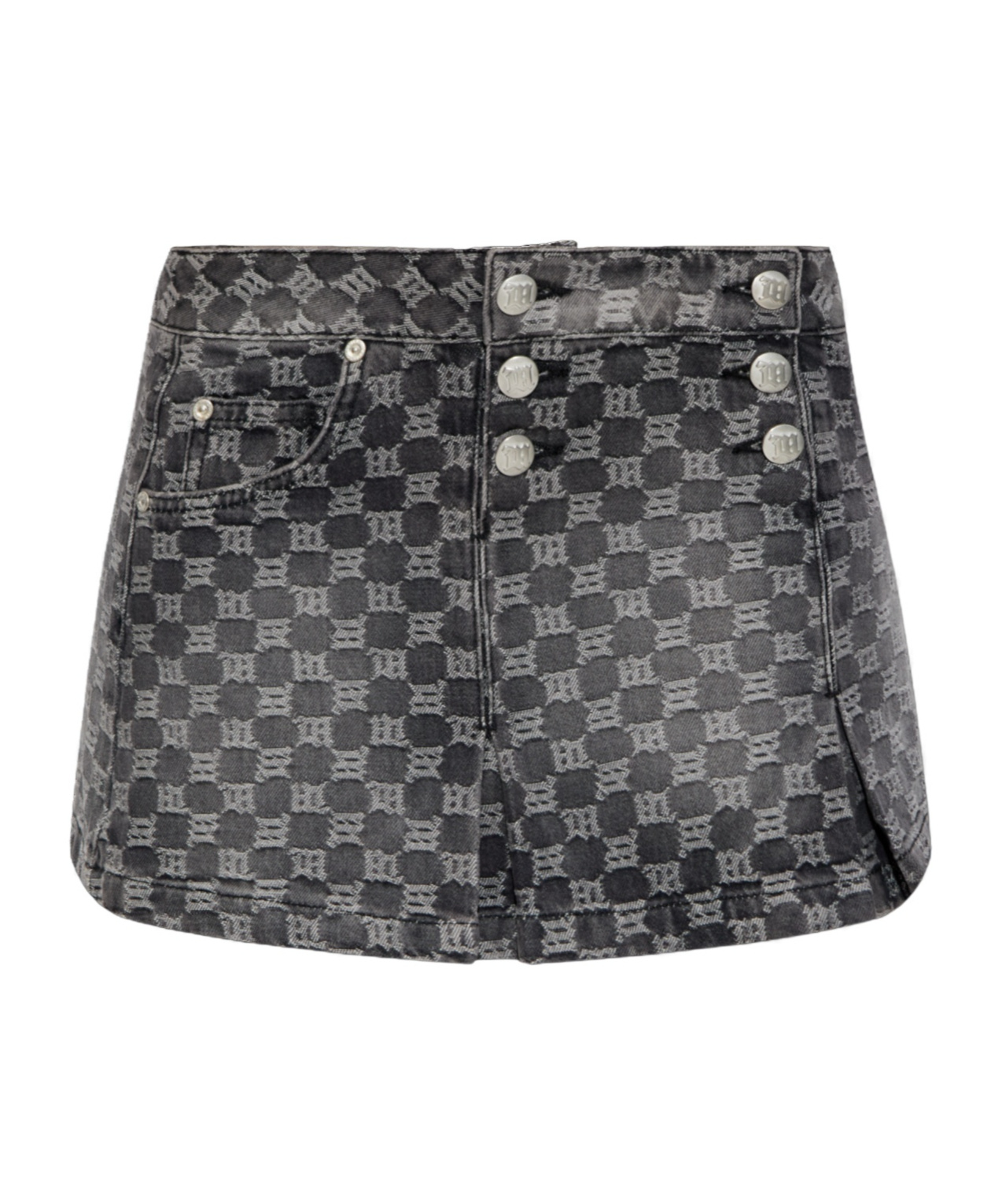 Misbhv Buttoned Patterned Skirt In Gray