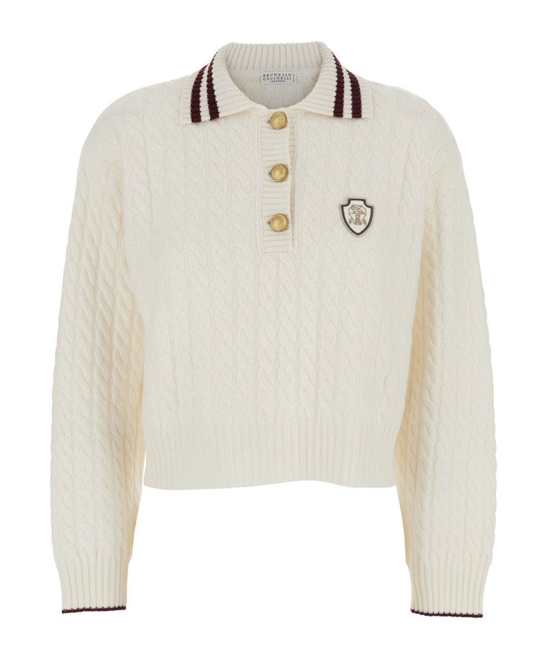Brunello Cucinelli Cable-knit Polo-neck Sweater In Neutral