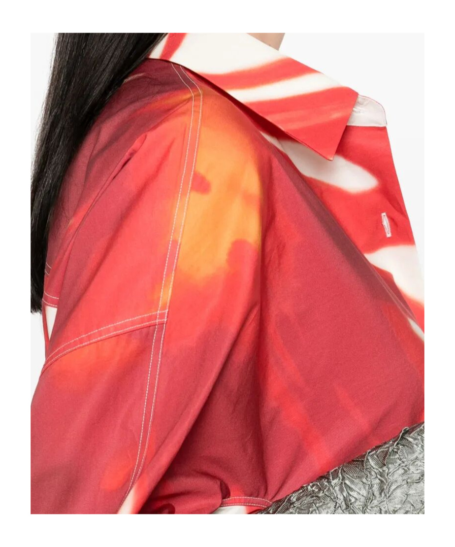 Dries Van Noten Casio Bold Print Collared Neck Shirt In Red