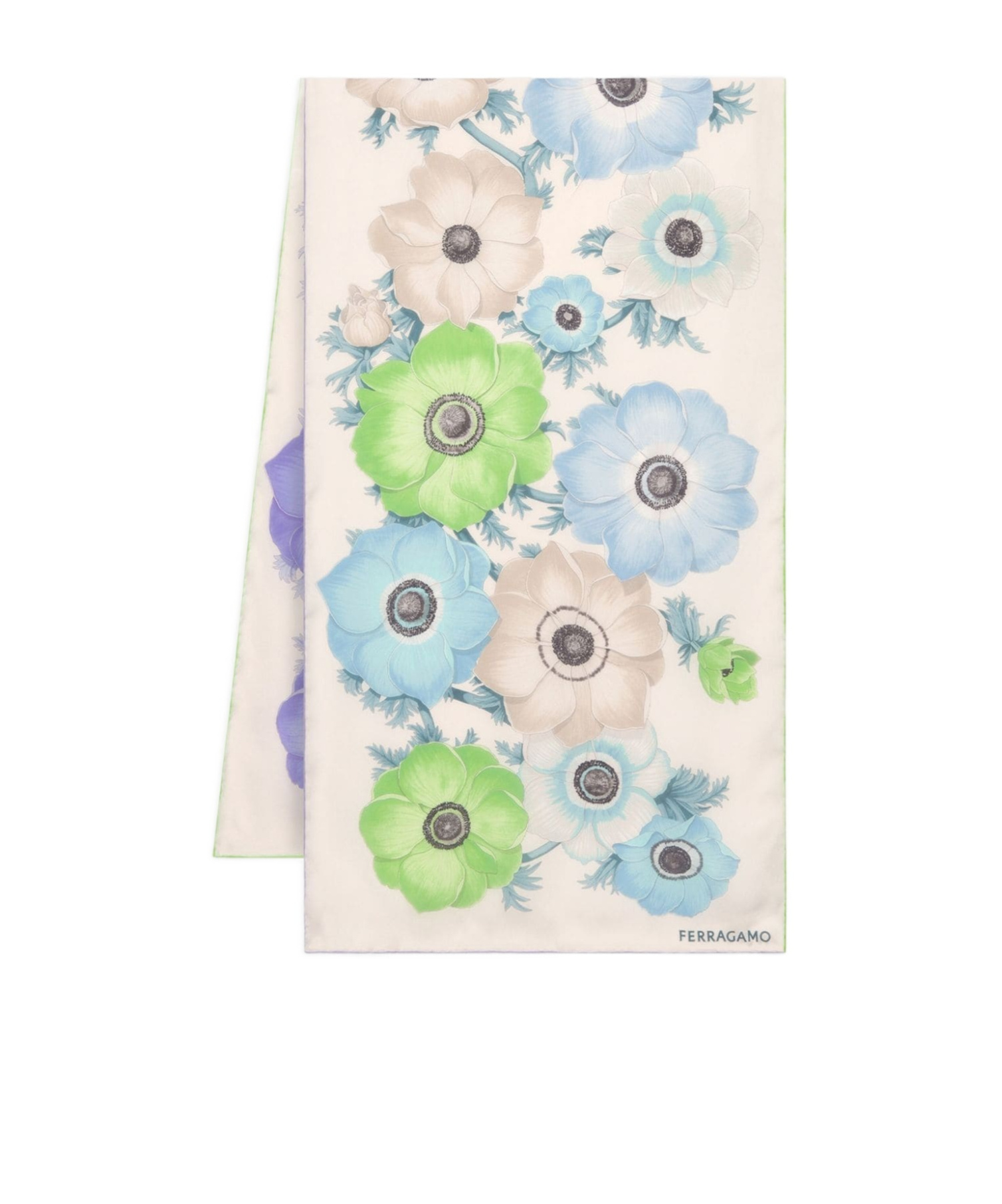 Ferragamo Floral Print Lightweight Scarf Rectangle Shape In White