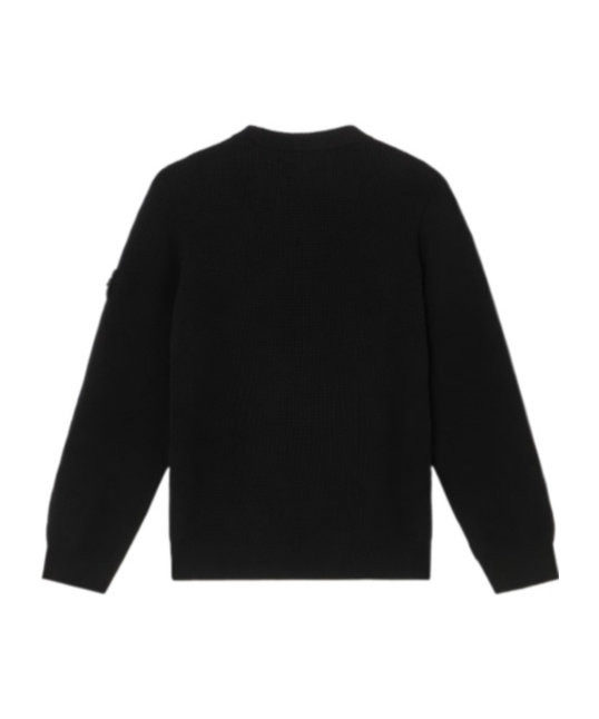 Stone Island Crewneck Jumper With Ribbing In Black