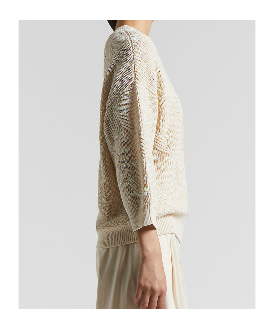 Peserico Sequinned Sweater In Quartz Sand