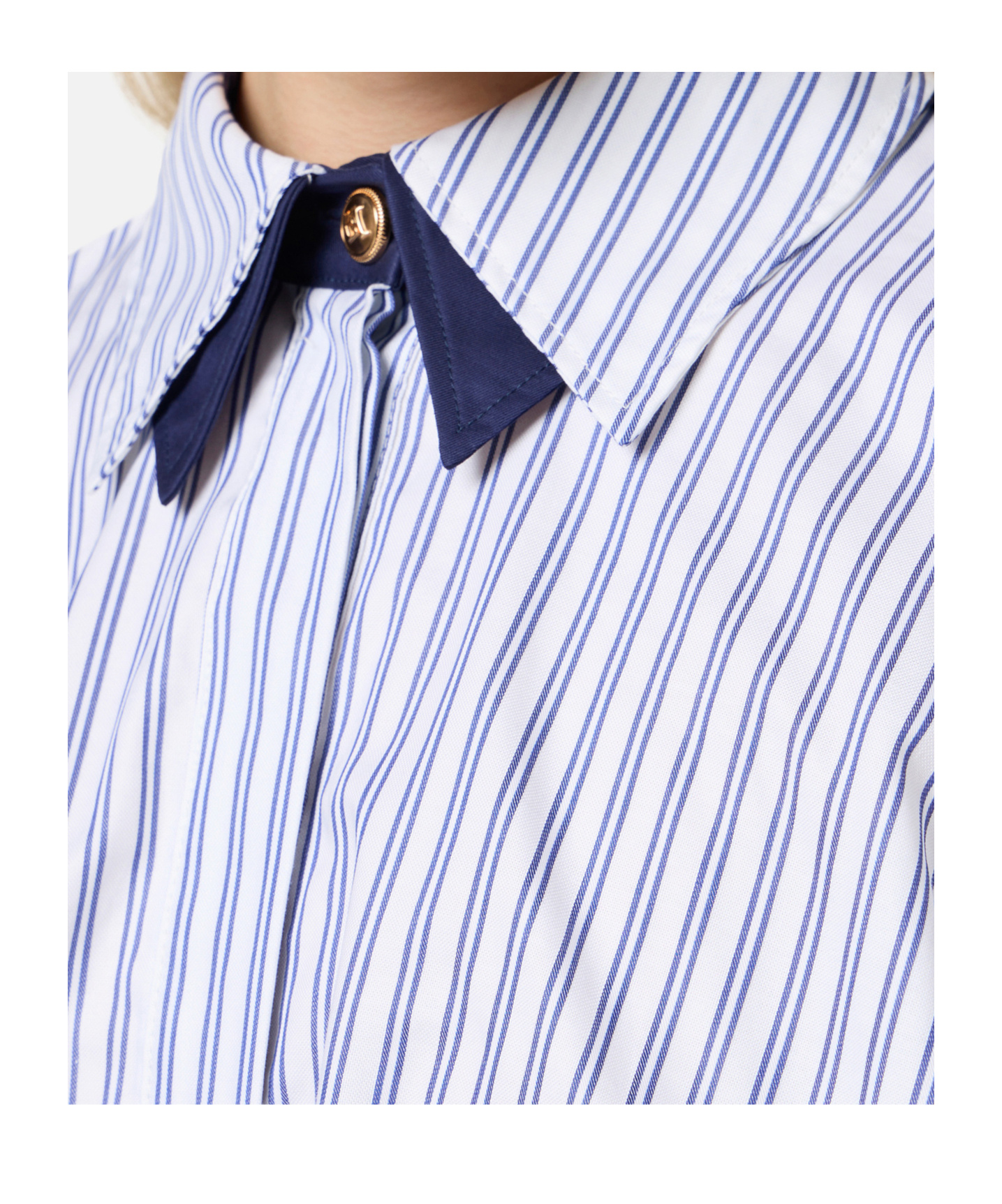 Elisabetta Franchi Oltremare Striped Cropped Shirt In White