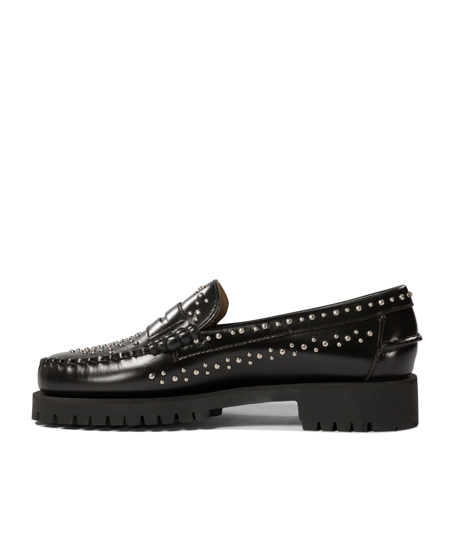Sebago Chunky Sole Leather Loafers With Studded Design