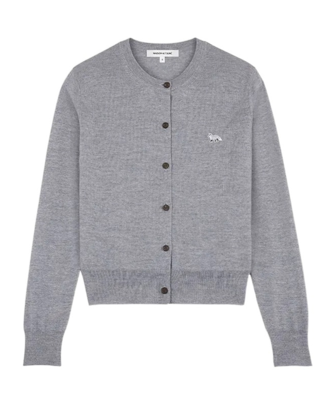 MAISON KITSUNÉ LOGO-EMBROIDERED WOOL CARDIGAN