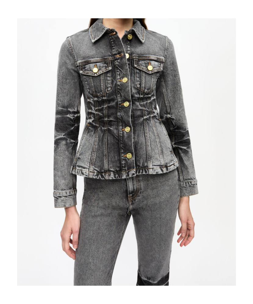 Ganni Womens Washed Flared Stretch-denim Blend Jacket Black Washed In Black