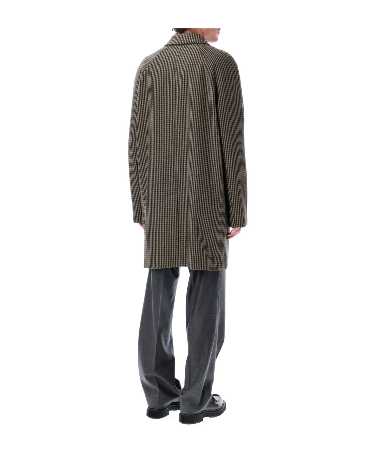 Apc Checkered Long Coat Side Pockets In Brown