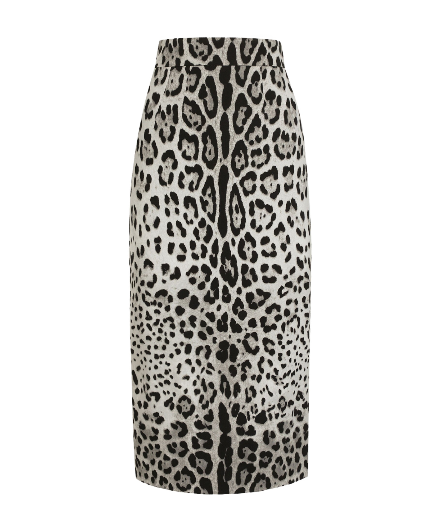 Dolce & Gabbana Leopard Print Charmeuse Longuette Skirt In Black