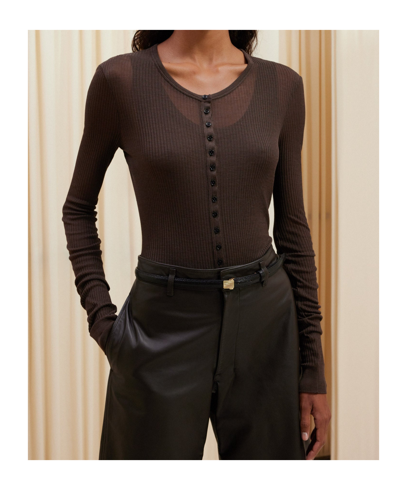 Lemaire Seamless Viscose Blend Ribbed Top In Black