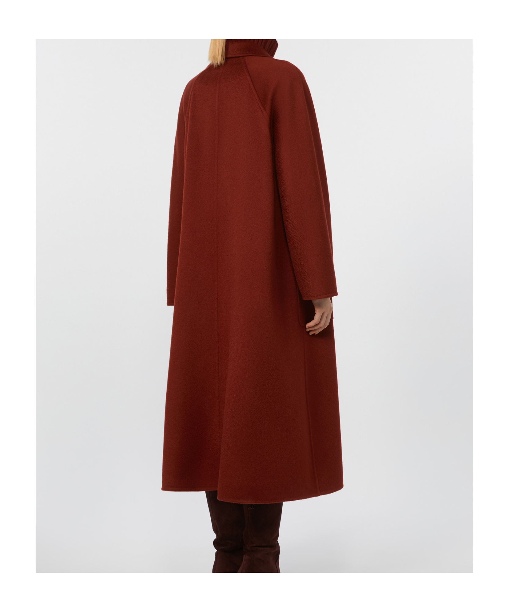 Max Mara Lapel Long-sleeved Coat In Burgundy