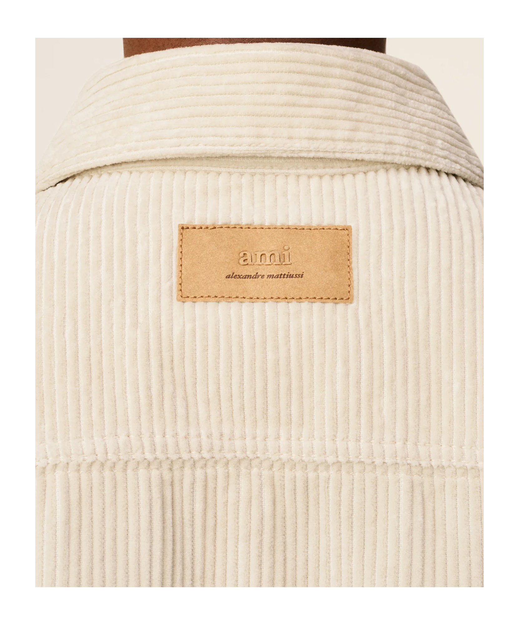 Ami Alexandre Mattiussi White Cotton Corduroy Side Slit Overshirt White In White