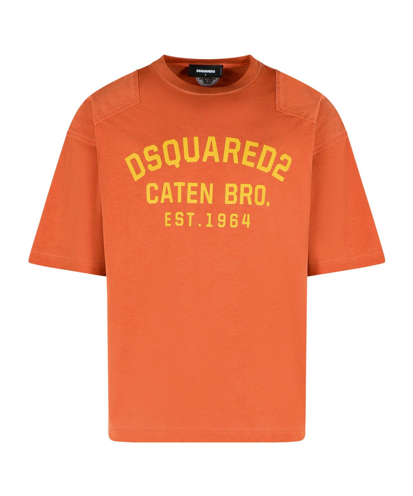 Dsquared2 Crew Neck Short Sleeve Cotton T-shirt In Orange