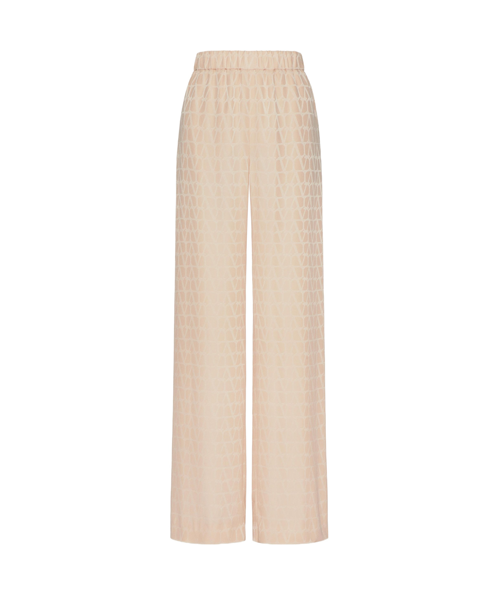 Valentino Optical -jacquard Silk Trousers In Brown