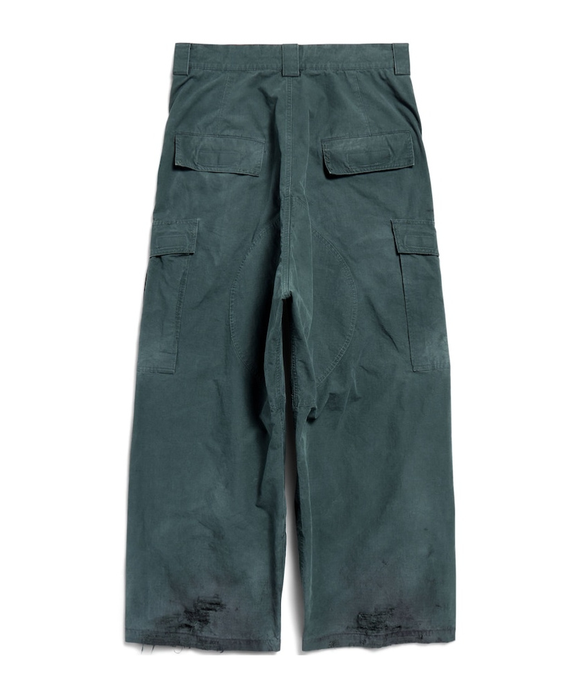 Balenciaga Cotton Oversized Cargo Trousers In Green
