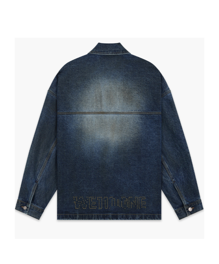 WE11 DONE BUTTON LONG-SLEEVED DENIM COAT 