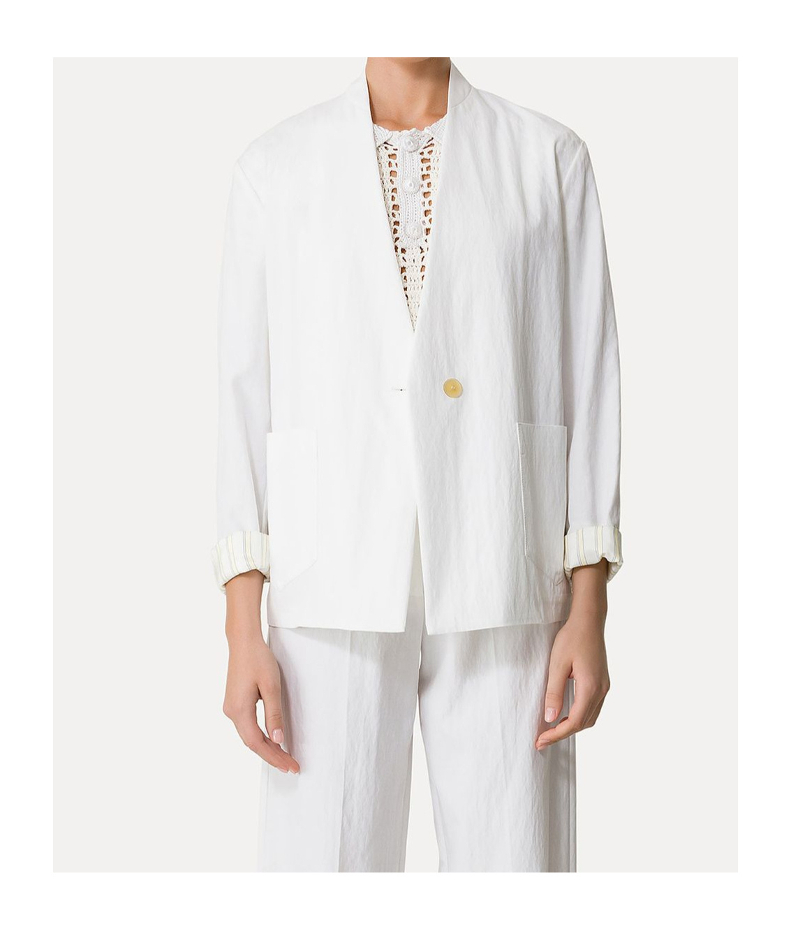 Forte Forte Viscose Cotton Twill Double Breasted Jacket In White
