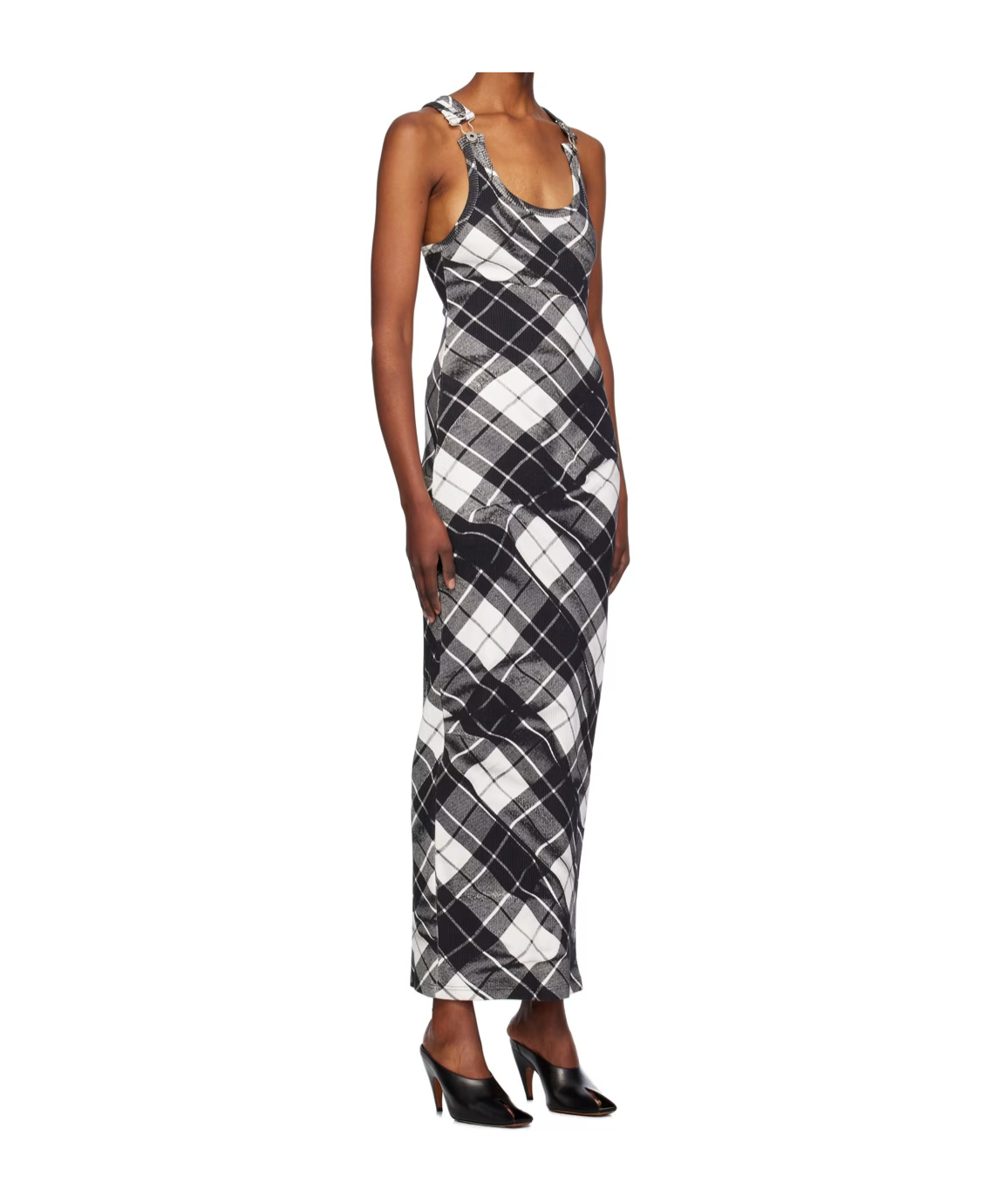 Jean Paul Gaultier Check Pattern Print Dress In Black