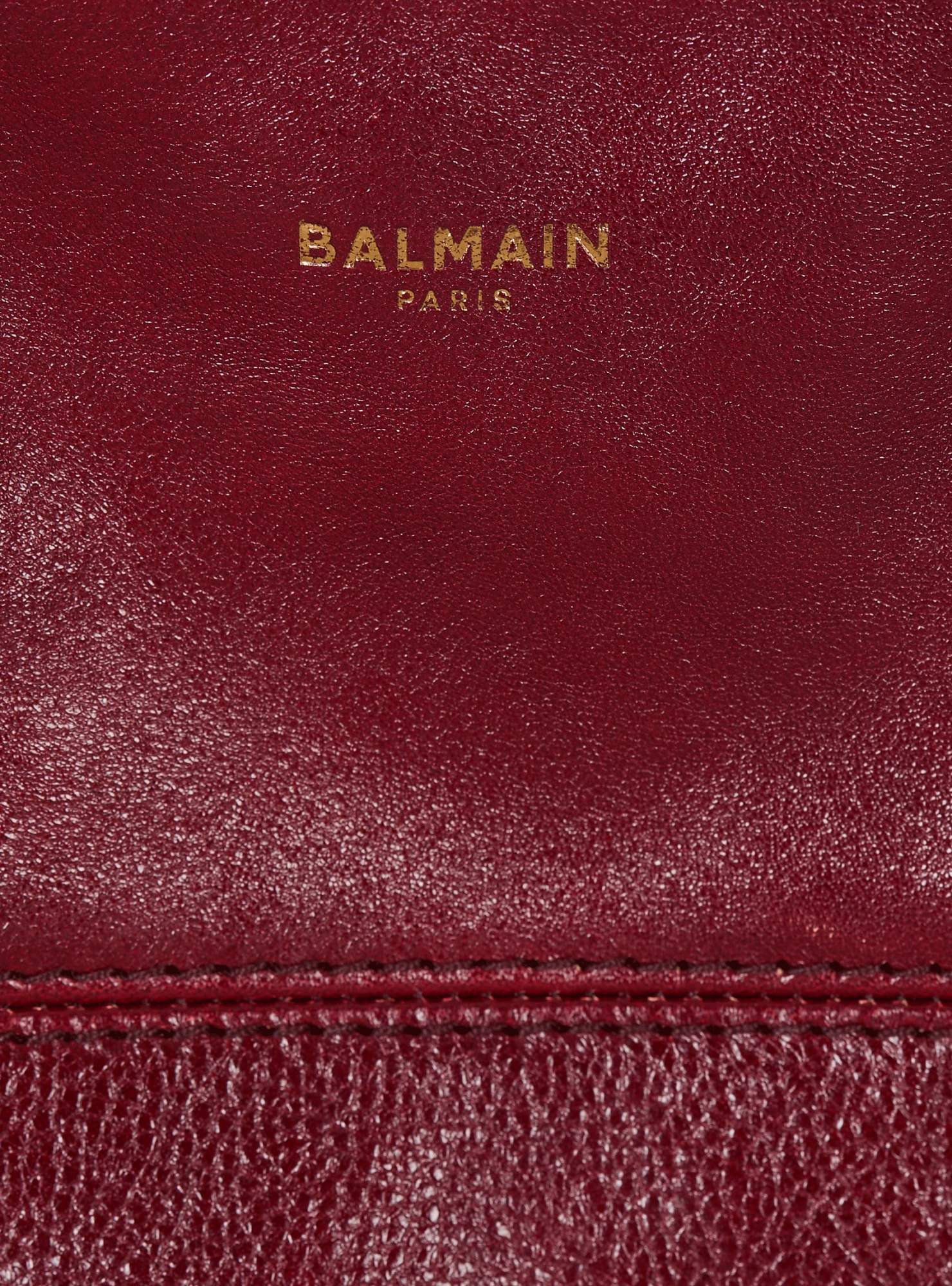 Balmain Small Track Zips Leather Shoulder Bag In Brown