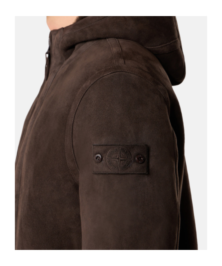 Stone Island Hooded Jacket With Anti-drop And Treated Interior In Brown