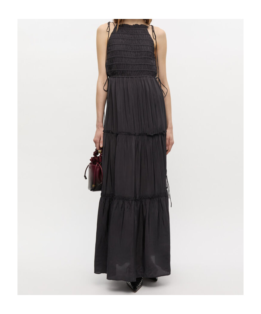 Ganni Gesmoktes Maxikleid Mit Schleifenverschluss In Black