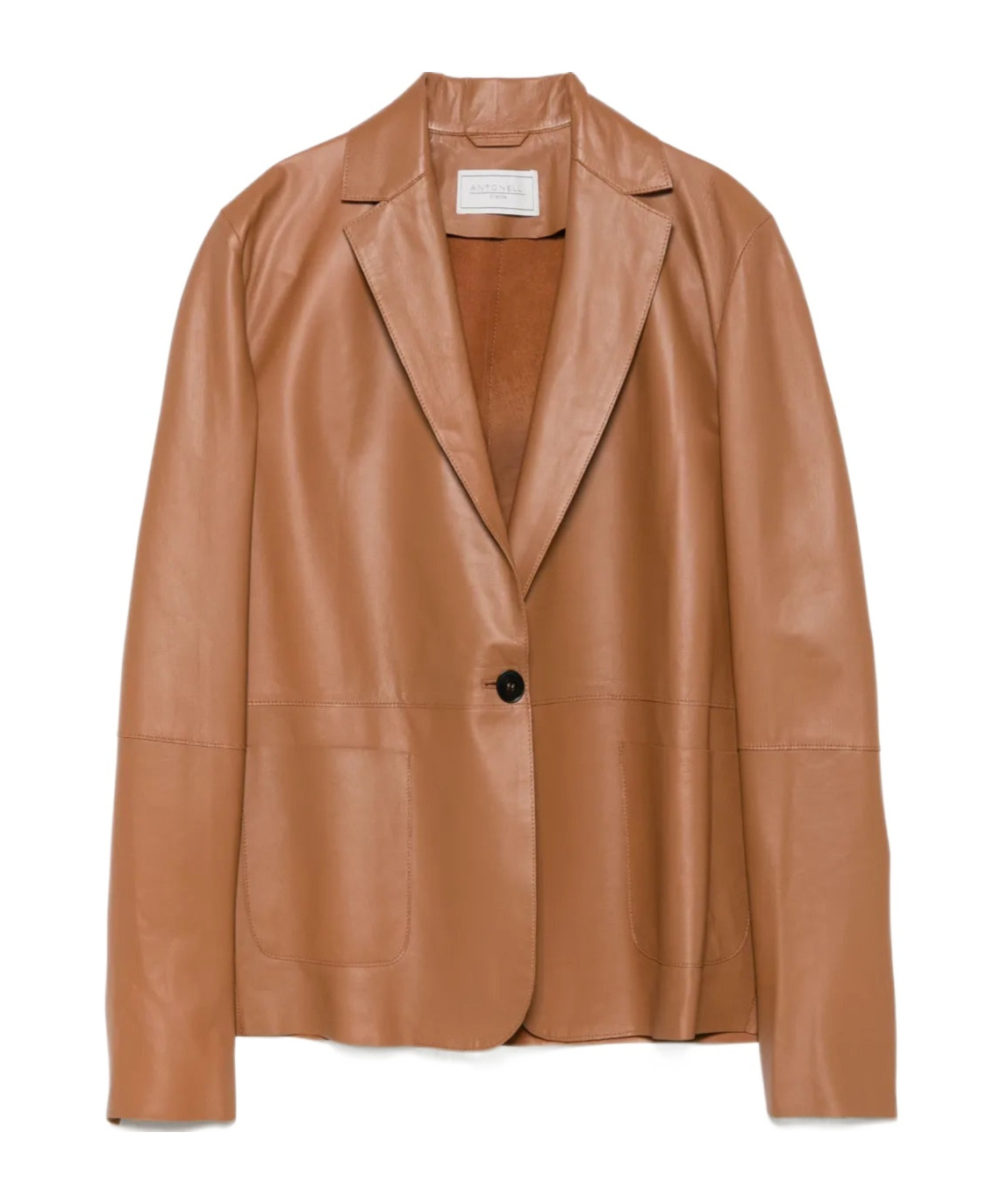 Antonelli Long Sleeve Blazer In Camel Brown