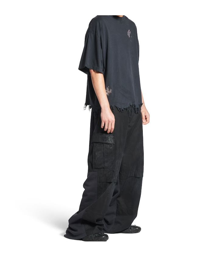 Balenciaga Nail Polish Cropped T-shirt In Faded Black In Faded Black