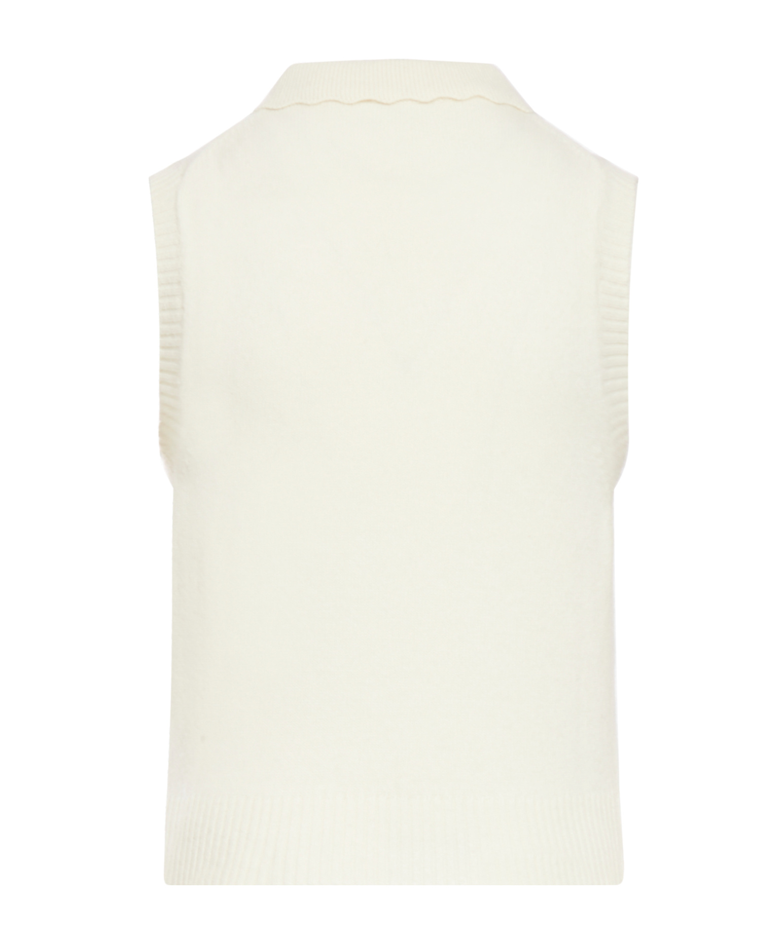 Ganni Wool Collared Sweater Vest In White