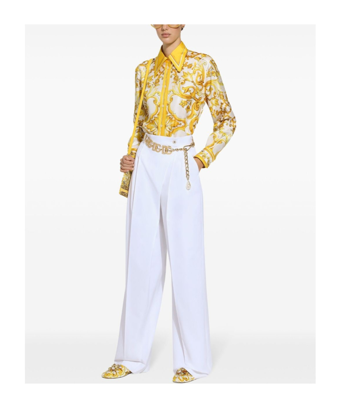 Dolce & Gabbana High-waist Flared Trousers In White