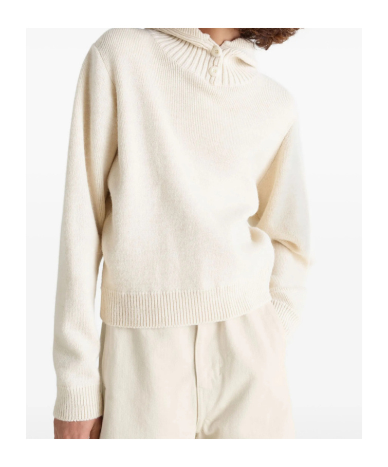 Lemaire Buttoned Ribbed-knit Sweater In White