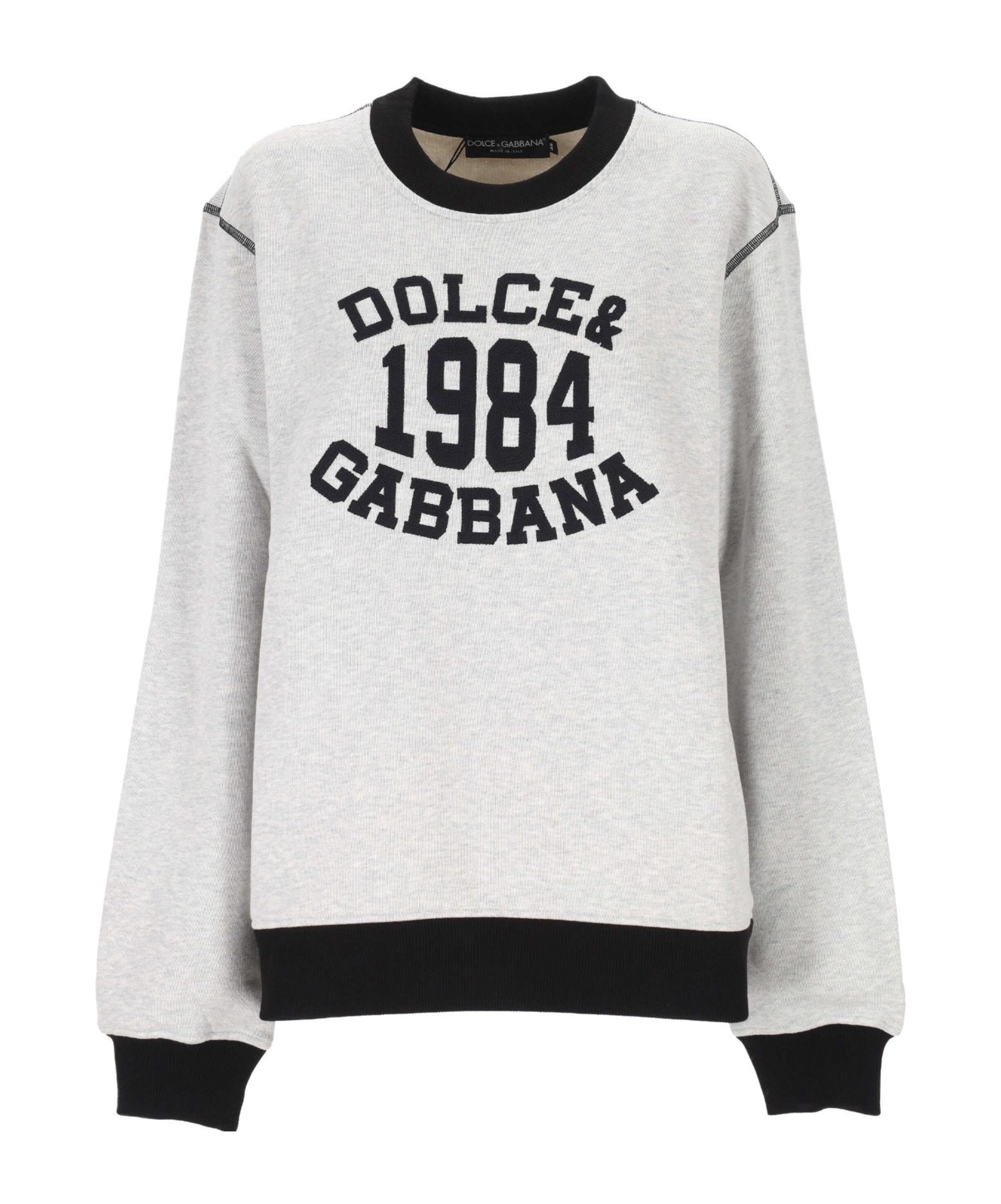 Dolce & Gabbana Round Neck Long-sleeved Sweatshirt In Gray