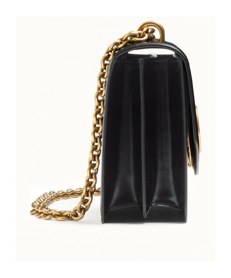 Valentino Garavani Garavani Vain Small Shoulder Bag In Shiny Calfskin Woman Black Uni
