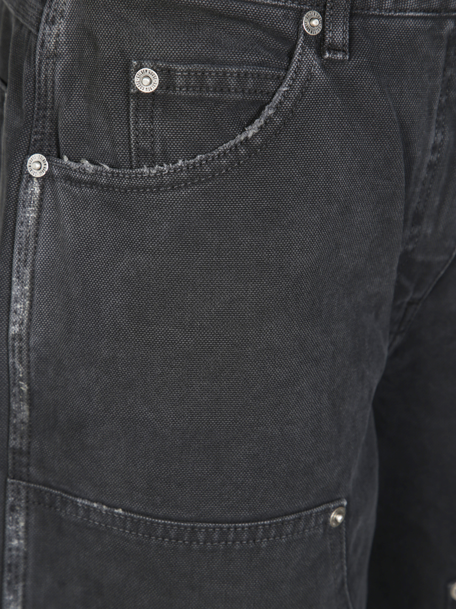 Golden Goose Wide Black Trousers In Denim In Black