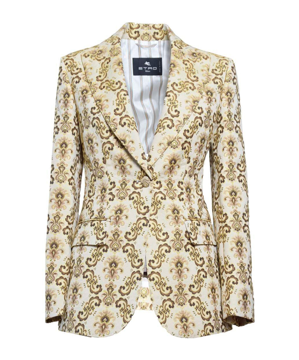 Etro Patterned Polyester Blend Blazer In Nude